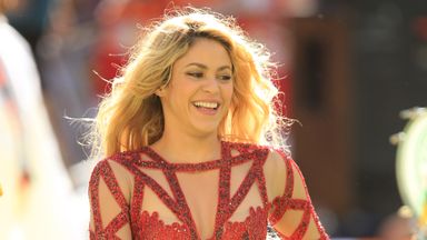 Shakira performs at the closing ceremony prior to the FIFA World Cup Final at the Estadio do Maracana, Rio de Janerio, Brazil.